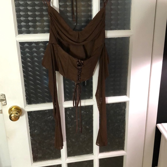 Fashion Nova, mesh corset, chocolate, small - Picture 4 of 6